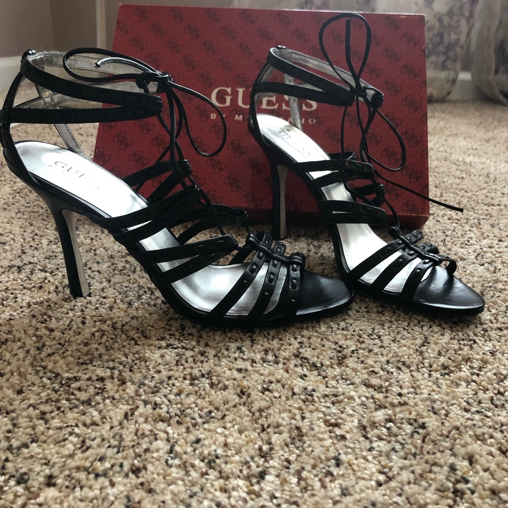 Guess strappy 4 inch heels. Black